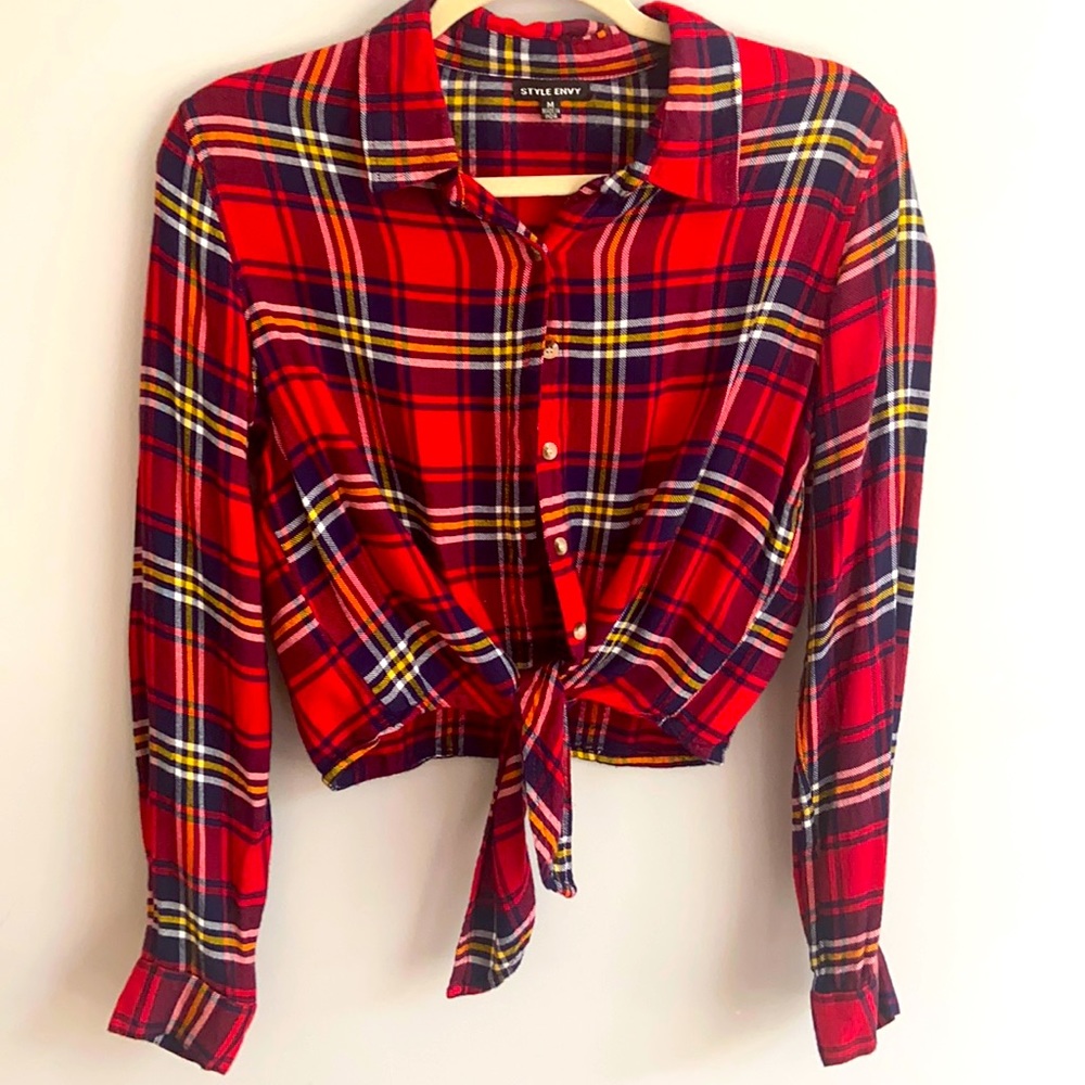 Style Envy, Tied Flannel Plaid Shirt